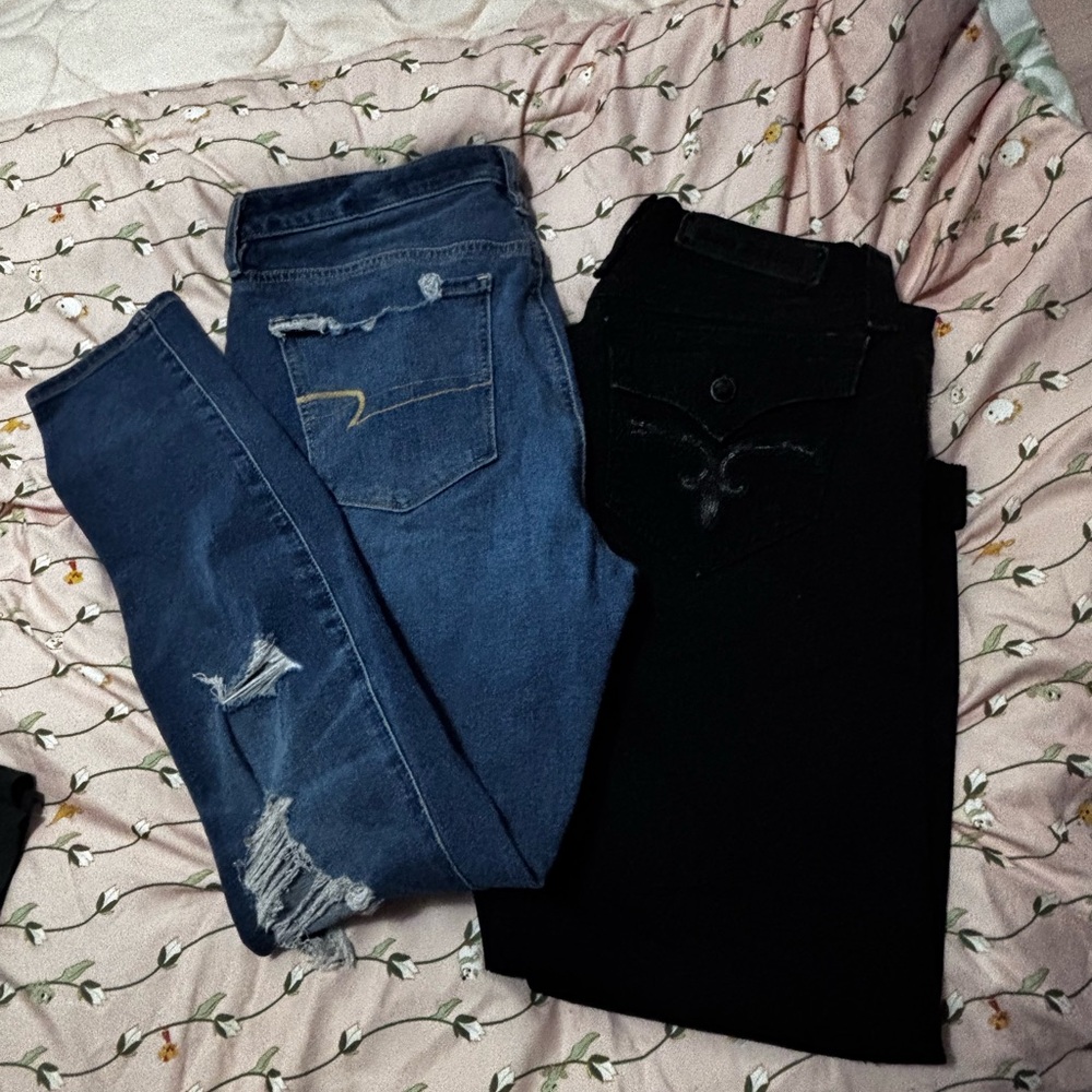 Rock Revival Blue and Black Boot Cut Jeans